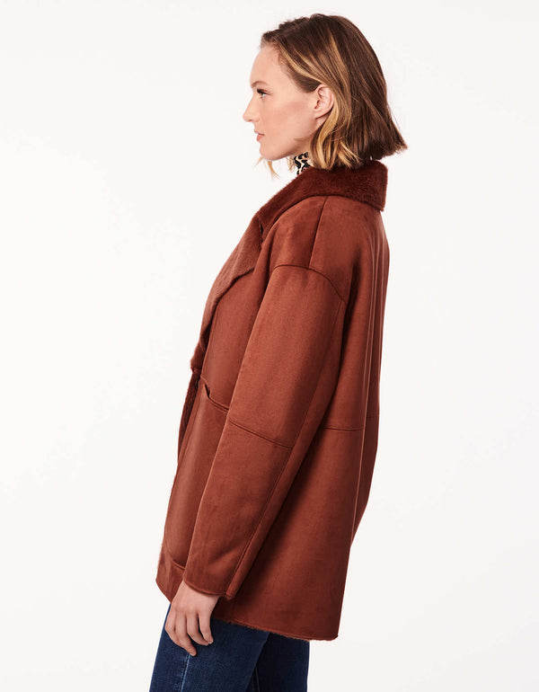 buy womens winterwear at bernardo fashions that offer ginger red orange jacket with vegan shearling