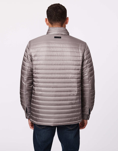 mens puffer jacket in black as outerwear for men during fall and winter