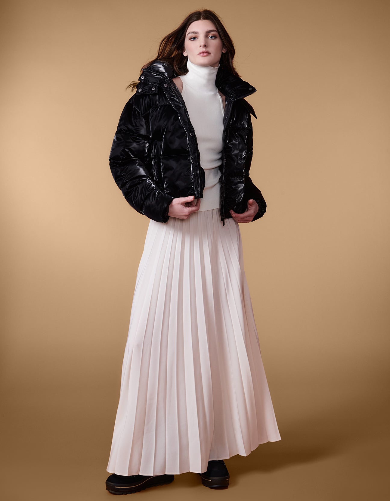 Two-Way Luxe Shine Puffer Jacket