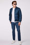 stay warm in a quilted mens puffer jacket for winter in blue teal wing with EcoPlume insulation