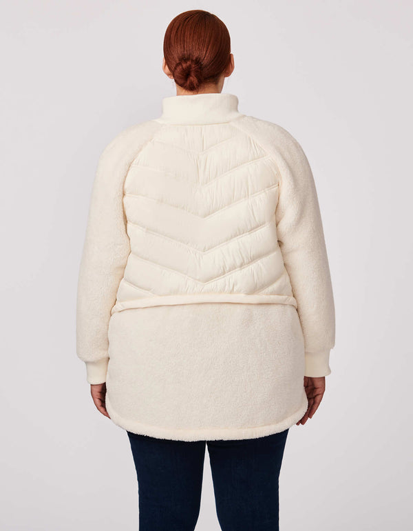 spring womens clothes quilted puffer jacket in warm white with cruelty free insulation bluesign approved in extended size