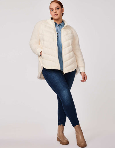 Roundabout High Low Puffer Jacket in Warm White - Curve - Bernardo