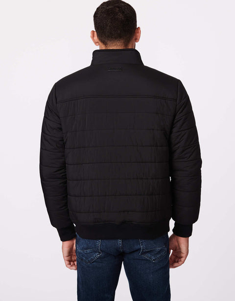 affordable winter clothing for men bernardo fashion's warm puffer jacket in black with sustainable filler as insulation 