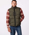 mens puffer vest with non bulk eco friendly ecoplume insulation and functional four zipper pockets