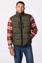 mens puffer vest with non bulk eco friendly ecoplume insulation and functional four zipper pockets