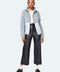 pastel blue puffer jacket crafted with sustainable ecoplume filler for eco conscious women