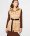 tan in color chic safari vest for women semi fitted for comfort and style