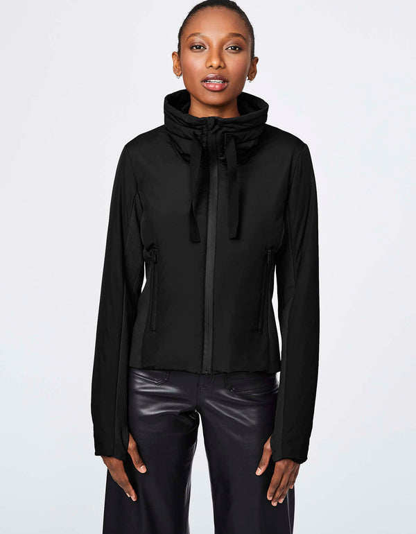 on final sale now is this ergonomically sleek puffer jacket in hip length designed for women
