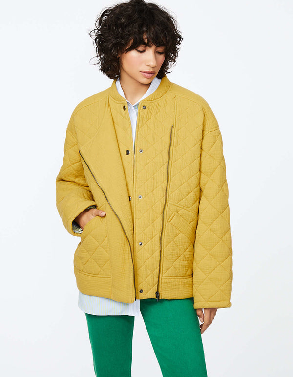 outfits for women while driving during spring and winter car jacket in yellow with asymmetric zip front snap collar silhouette