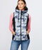 fashion forward neoprene print vest with sustainable ecoplume filler for women