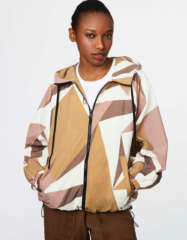 windward abstract shell jacket with zip front silhouette and elastic wrists