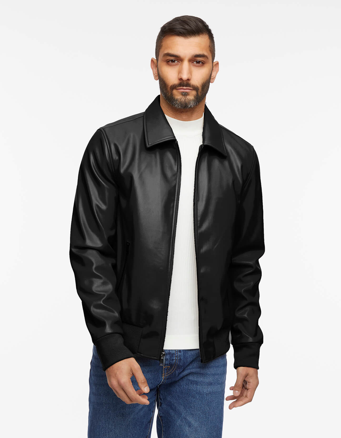 Men's Black Faux Leather Jacket