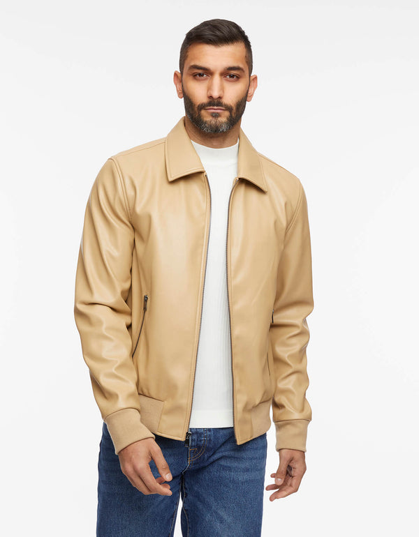 ecofriendly classic mens leather jacket in soft vegan leather