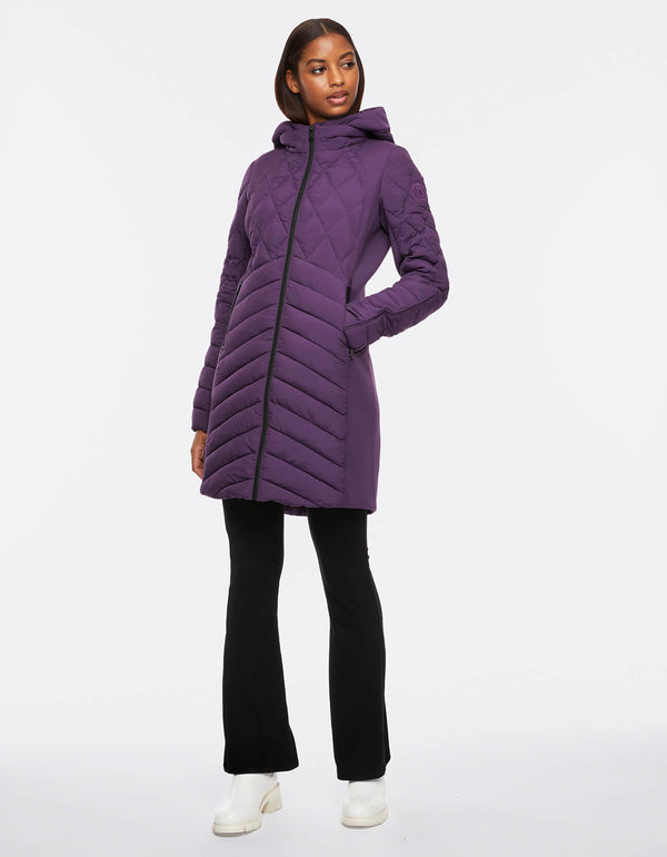 quilted puffer jacket made from ecoplume bernardo insulation for eco friendly US women in 2023