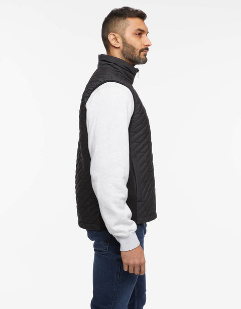 nonbulky black puffer vest for men with unique and modern style 