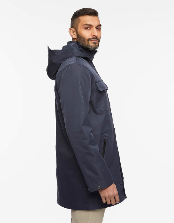 Men's Getaway Removable Hood Rain Jacket - Blue - Bernardo