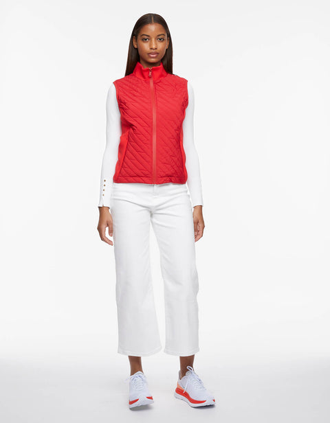 soft and lightweight sporty neoprene layer vest for women crafted for multi season wear available in bright red
