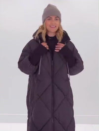 Oversized black long puffer jacket for women short video to see the fit for fall and winter season